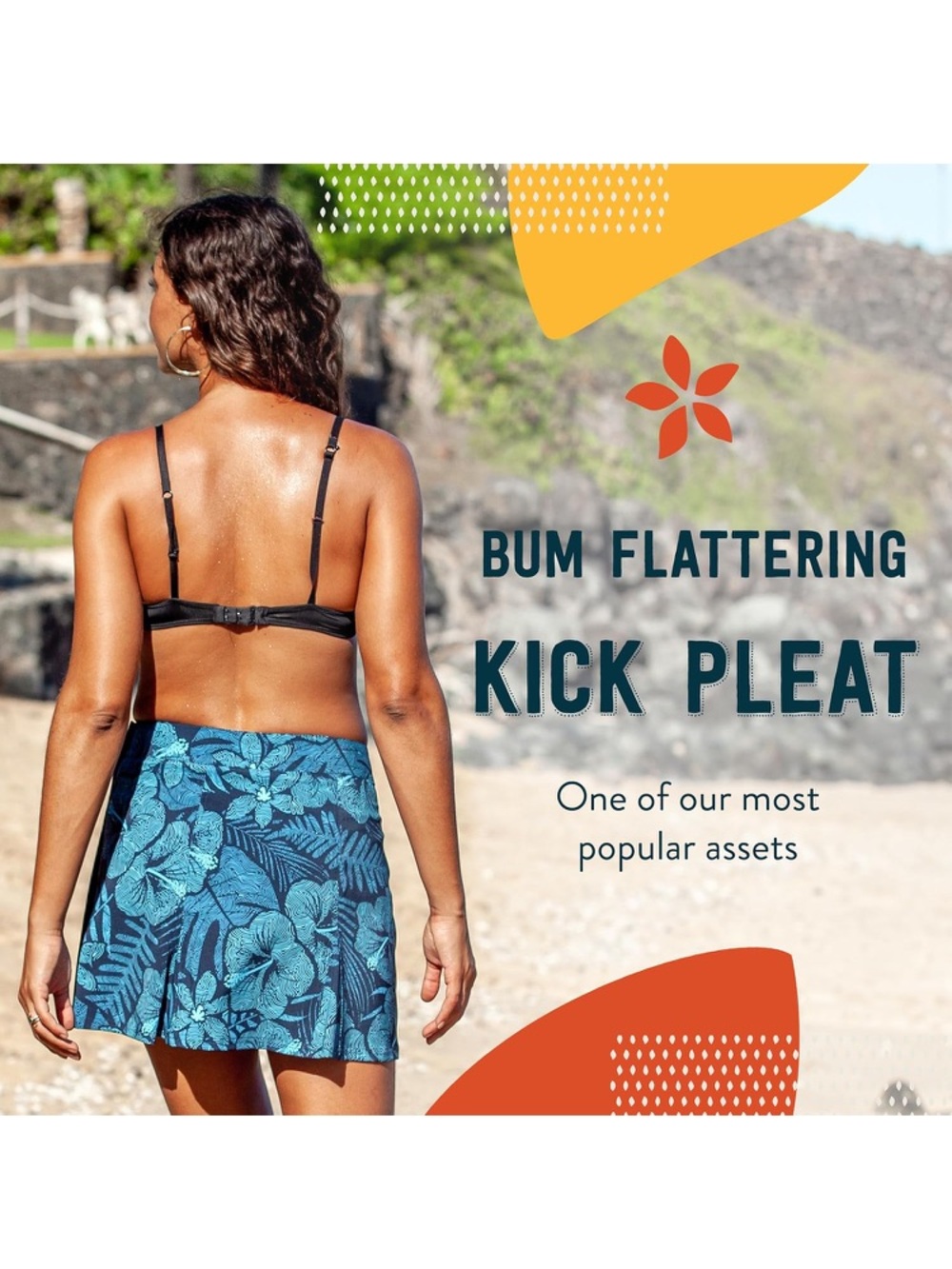Rip Skirt Blue Tropical Print Skort - Picture 6 of 12